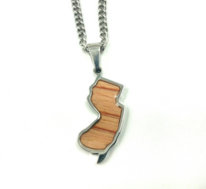 Stainless State of Mind Bat Wood Inlay Pendants and Necklace (AZ, TX, FL, CA, GA, IL, LA, MN, NJ, NY, OH WA)