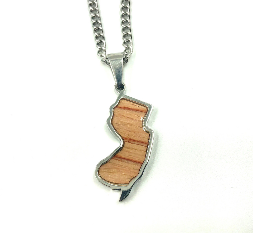 Stainless State of Mind Bat Wood Inlay Pendants and Necklace (AZ, TX, FL, CA, GA, IL, LA, MN, NJ, NY, OH WA)