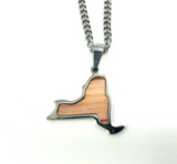 Stainless State of Mind Bat Wood Inlay Pendants and Necklace (AZ, TX, FL, CA, GA, IL, LA, MN, NJ, NY, OH WA)