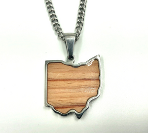 Stainless State of Mind Bat Wood Inlay Pendants and Necklace (AZ, TX, FL, CA, GA, IL, LA, MN, NJ, NY, OH WA)