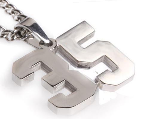 Stainless Jersey Number Pendant with Chain Necklace