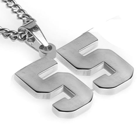 Stainless Jersey Number Pendant with Chain Necklace
