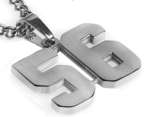Stainless Jersey Number Pendant with Chain Necklace