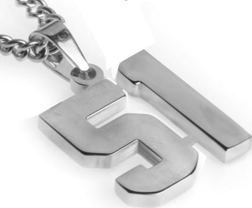Stainless Jersey Number Pendant with Chain Necklace