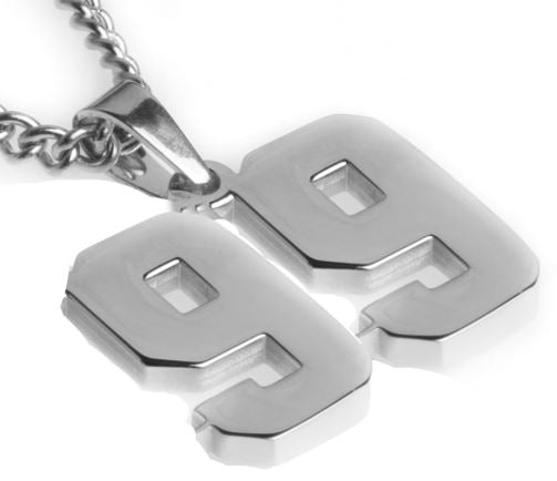 Stainless Jersey Number Pendant with Chain Necklace