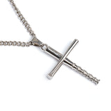 Stainless Stacked Bat Cross Pendant and Chain