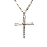Stainless Stacked Bat Cross Pendant and Chain