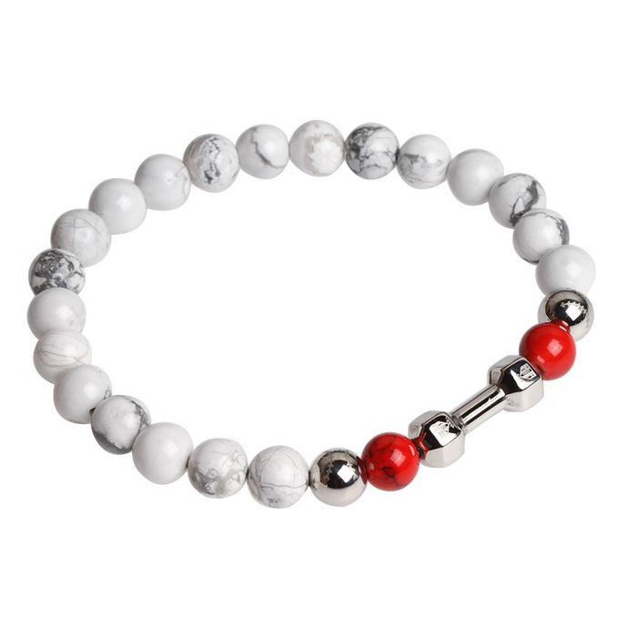Baseball White Turquoise Bead Bracelet
