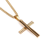 Golden Grand Slam Stacked Cross Bat Pendant and Chain
