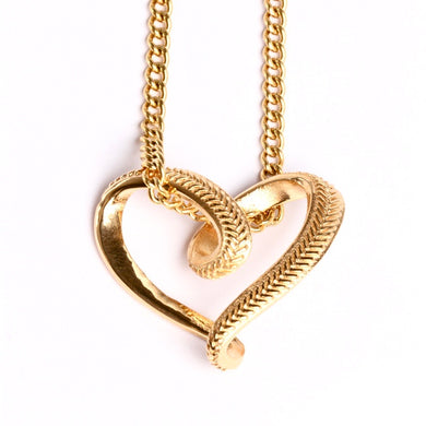 Golden Baseball Stitched Infinity Heart Pendant and Chain
