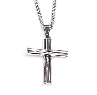 Stainless Grand Slam Stacked Cross Bat Pendant and Chain