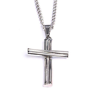 Stainless Grand Slam Stacked Cross Bat Pendant and Chain (FREE SHIPPING)