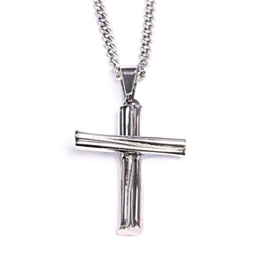 Stainless Grand Slam Stacked Cross Bat Pendant and Chain