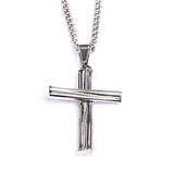 Stainless Grand Slam Stacked Cross Bat Pendant and Chain