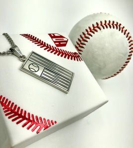 Stainless Ballplayer Flag Pendant and Chain