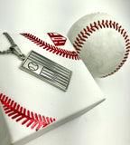 Stainless Ballplayer Flag Pendant and Chain