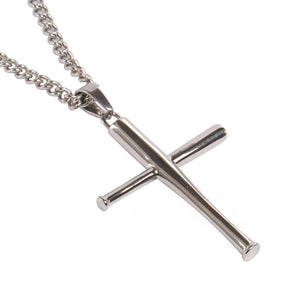 Stainless XL Bat Cross with Necklace