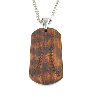 Rake Wood Baseball Bat Pendant and Chain Necklace