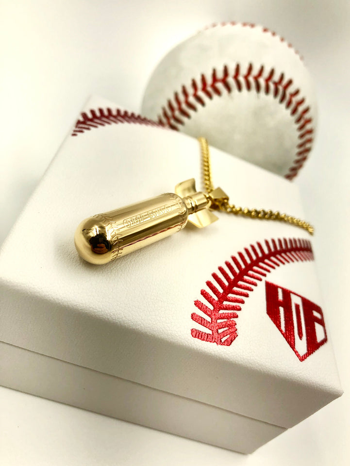 Golden Drop Bombs Baseball Pendant and Chain