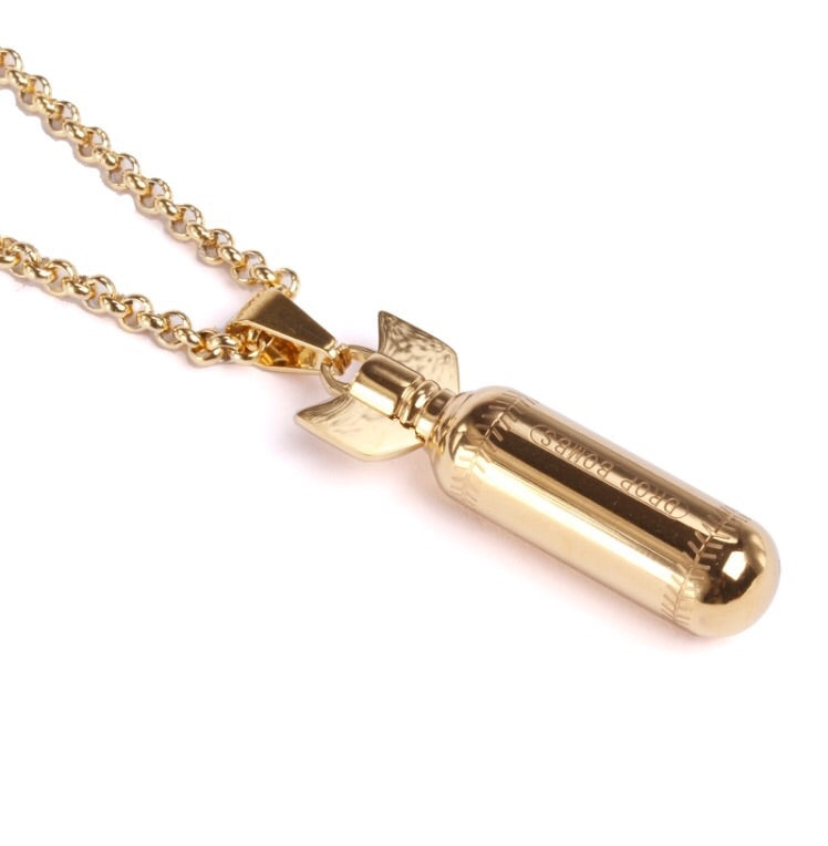 Golden Drop Bombs Baseball Pendant and Chain