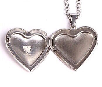 Stainless Baseball Heart Locket and Chain