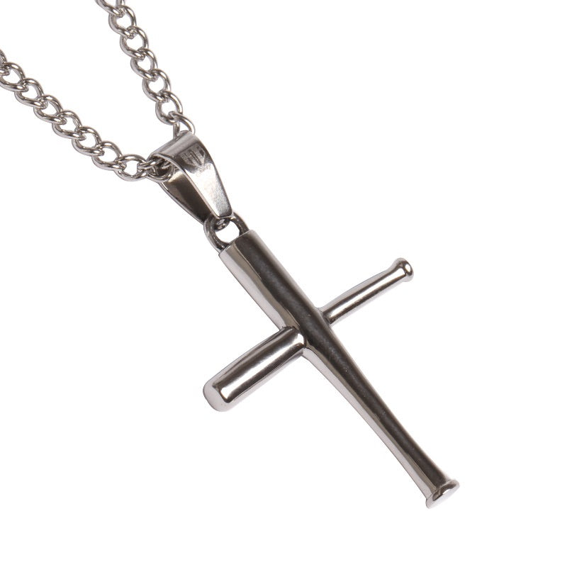 Stainless Mini Bat Cross with Necklace
