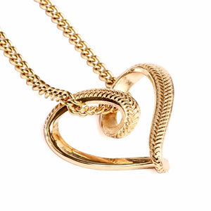 Golden Baseball Stitched Infinity Heart Pendant and Chain