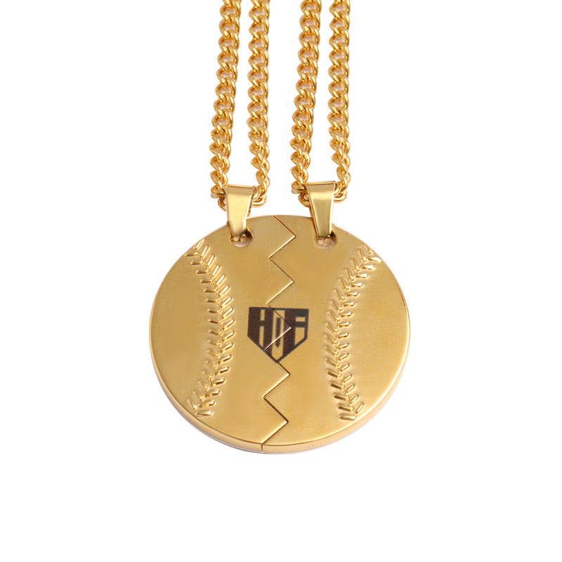 Golden Throwing Partners Forever Baseball Pendants