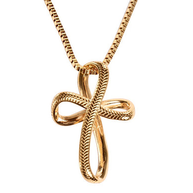 Golden Infinity Baseball Stitched Cross with Box Chain (FREE SHIPPING)