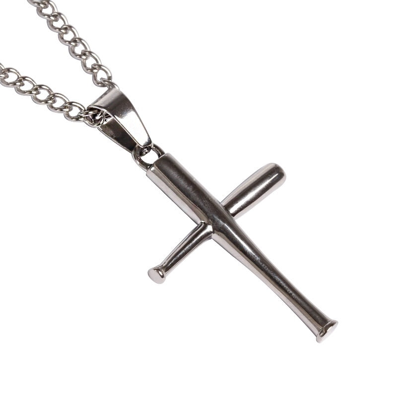 Stainless Mini Bat Cross with Necklace