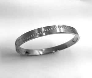 Stainless Steel Baseball Stitched Bangle Bracelet