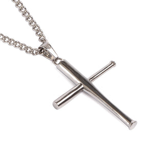 Stainless XL Bat Cross with Necklace