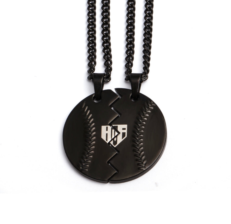 Black Throwing Partners Forever Baseball Pendants