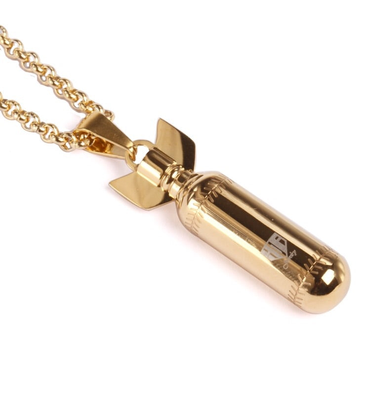 Golden Drop Bombs Baseball Pendant and Chain