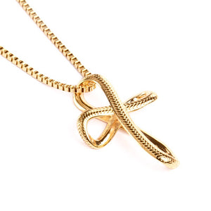 Golden Infinity Baseball Stitched Cross with Chain