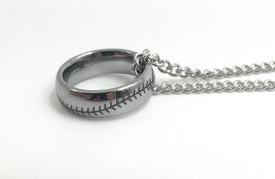 Tungsten 6mm Stainless Ring With Baseball Stitching