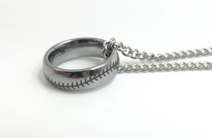 Tungsten 6mm Stainless Ring With Baseball Stitching