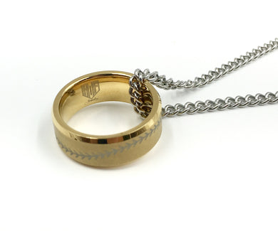 Tungsten 8mm Golden Ring With Baseball Stitching