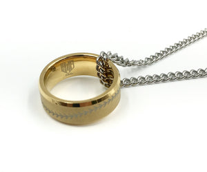 Tungsten 8mm Golden Ring With Baseball Stitching