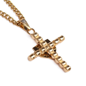 Golden Baseball Cross with Home Plate Pendant and Chain