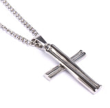 Stainless Grand Slam Stacked Cross Bat Pendant and Chain