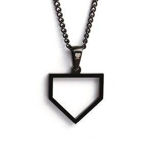 Black Home Plate Pendant and Chain